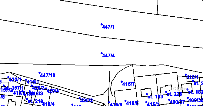 Parcela st. 447/4 v KÚ Rájec u Zábřeha, Katastrální mapa