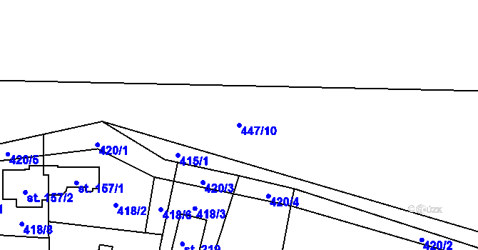 Parcela st. 447/10 v KÚ Rájec u Zábřeha, Katastrální mapa