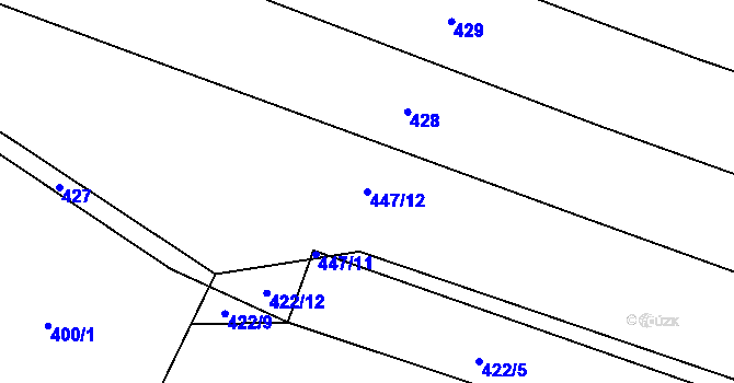 Parcela st. 447/12 v KÚ Rájec u Zábřeha, Katastrální mapa