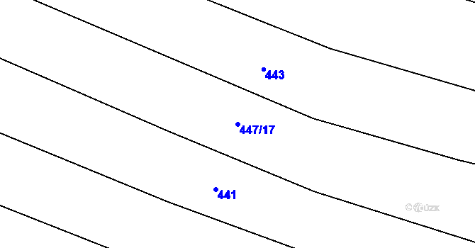 Parcela st. 447/17 v KÚ Rájec u Zábřeha, Katastrální mapa