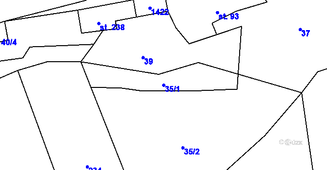 Parcela st. 35/1 v KÚ Rájec u Zábřeha, Katastrální mapa