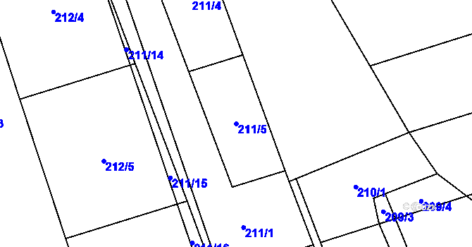 Parcela st. 211/5 v KÚ Rájec u Zábřeha, Katastrální mapa
