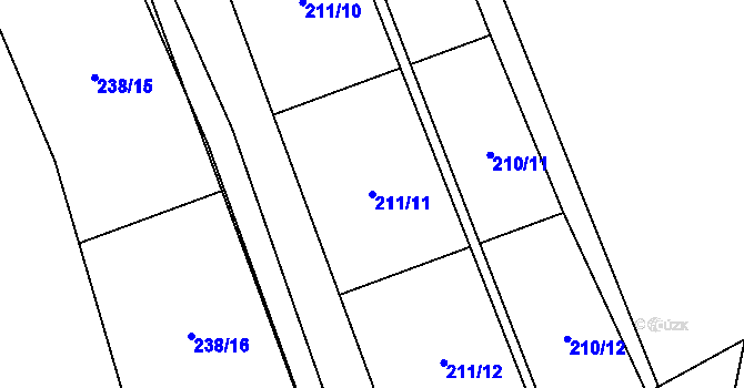 Parcela st. 211/11 v KÚ Rájec u Zábřeha, Katastrální mapa
