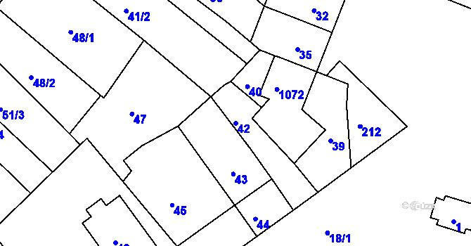 Parcela st. 42 v KÚ Jestřebí, Katastrální mapa