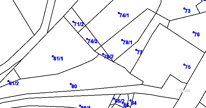 Parcela st. 78/2 v KÚ Jestřebí, Katastrální mapa