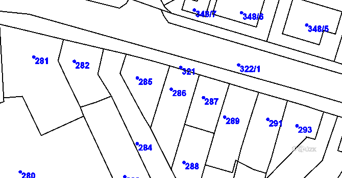 Parcela st. 286 v KÚ Jestřebí, Katastrální mapa