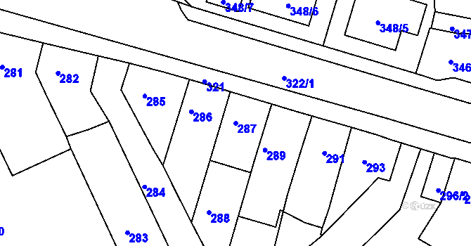 Parcela st. 287 v KÚ Jestřebí, Katastrální mapa