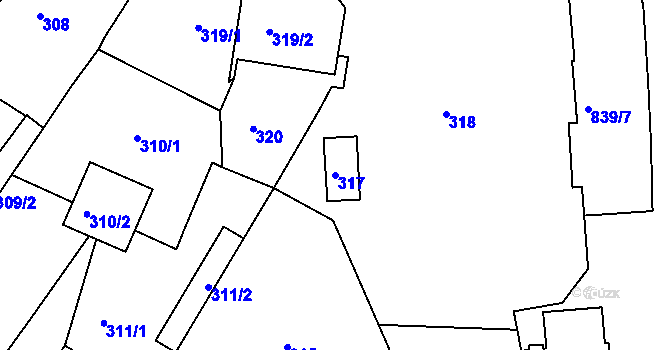 Parcela st. 317 v KÚ Jestřebí, Katastrální mapa