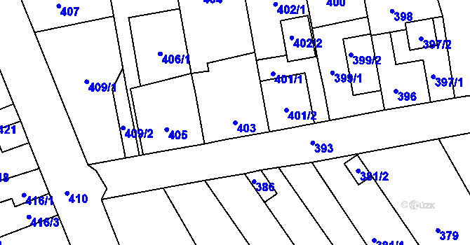 Parcela st. 403 v KÚ Jestřebí, Katastrální mapa