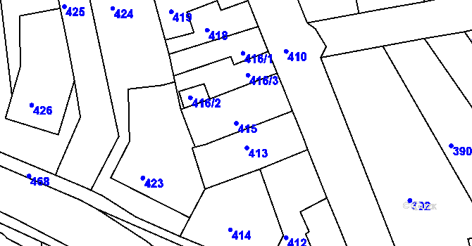 Parcela st. 415 v KÚ Jestřebí, Katastrální mapa