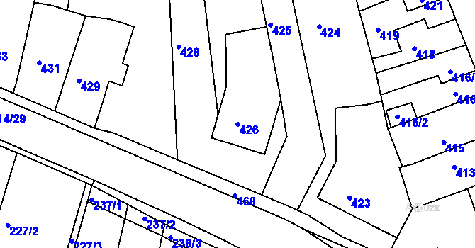 Parcela st. 426 v KÚ Jestřebí, Katastrální mapa