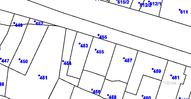 Parcela st. 455 v KÚ Jestřebí, Katastrální mapa