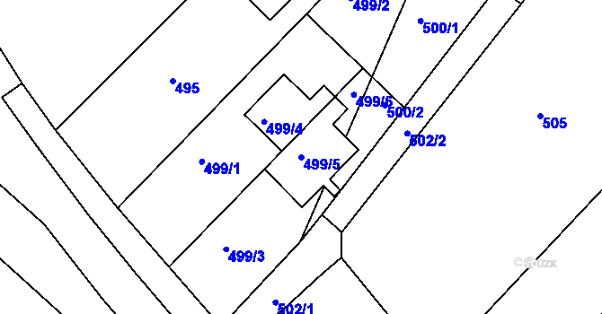 Parcela st. 499/5 v KÚ Jestřebí, Katastrální mapa