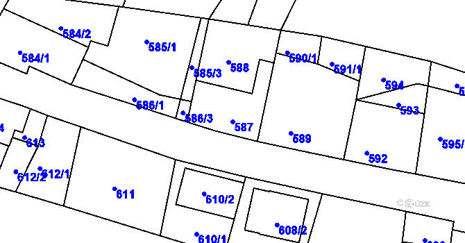 Parcela st. 587 v KÚ Jestřebí, Katastrální mapa