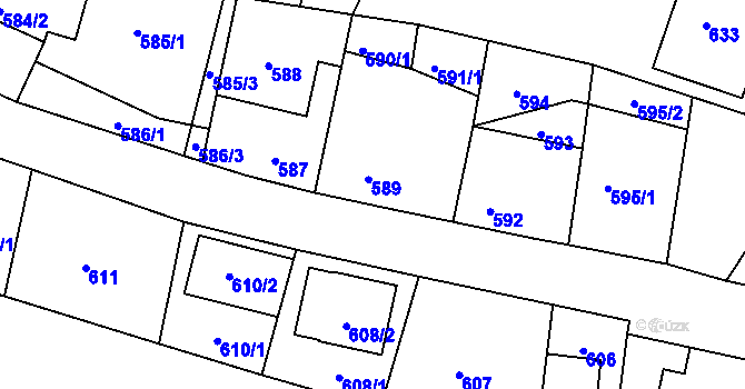 Parcela st. 589 v KÚ Jestřebí, Katastrální mapa