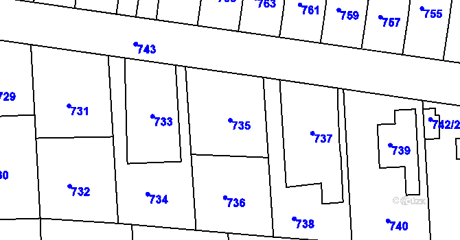 Parcela st. 735 v KÚ Jestřebí, Katastrální mapa