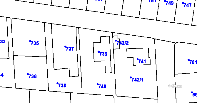 Parcela st. 739 v KÚ Jestřebí, Katastrální mapa