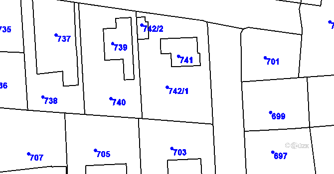Parcela st. 742/1 v KÚ Jestřebí, Katastrální mapa