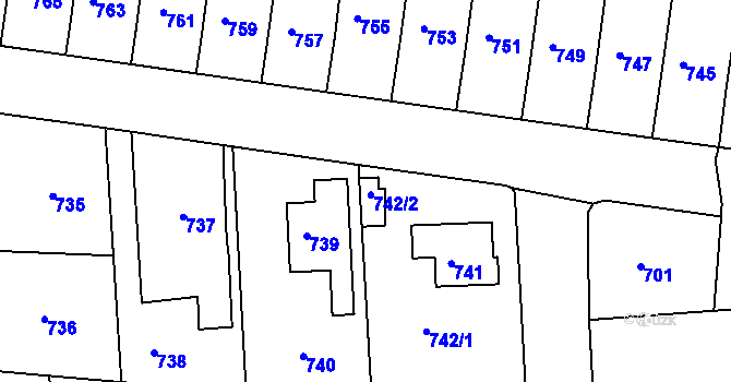Parcela st. 742/2 v KÚ Jestřebí, Katastrální mapa