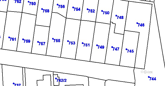 Parcela st. 751 v KÚ Jestřebí, Katastrální mapa
