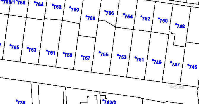 Parcela st. 755 v KÚ Jestřebí, Katastrální mapa