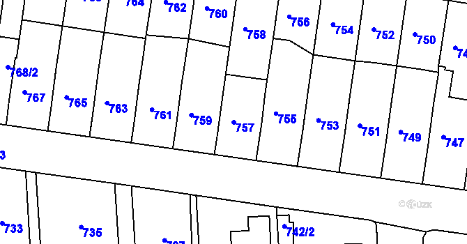 Parcela st. 757 v KÚ Jestřebí, Katastrální mapa