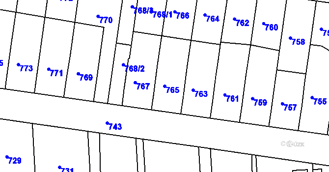 Parcela st. 765 v KÚ Jestřebí, Katastrální mapa