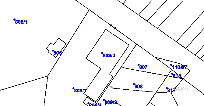 Parcela st. 809/3 v KÚ Jestřebí, Katastrální mapa