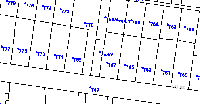 Parcela st. 768/2 v KÚ Jestřebí, Katastrální mapa