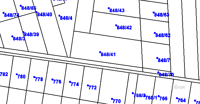 Parcela st. 848/41 v KÚ Jestřebí, Katastrální mapa