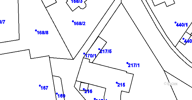 Parcela st. 217/5 v KÚ Jestřebí, Katastrální mapa