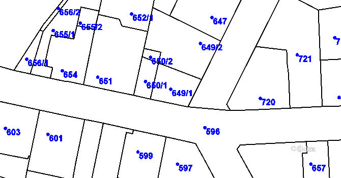 Parcela st. 649/1 v KÚ Jestřebí, Katastrální mapa