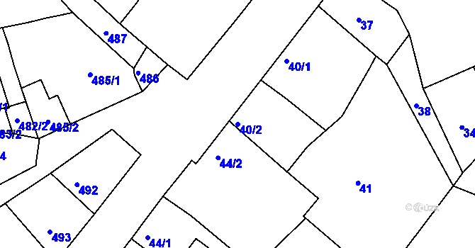 Parcela st. 40/2 v KÚ Rájec nad Svitavou, Katastrální mapa