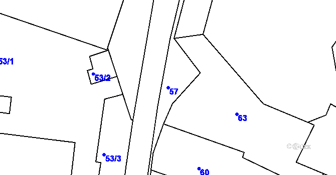 Parcela st. 57 v KÚ Rájec nad Svitavou, Katastrální mapa