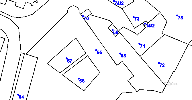 Parcela st. 65 v KÚ Rájec nad Svitavou, Katastrální mapa