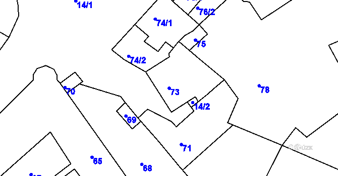 Parcela st. 73 v KÚ Rájec nad Svitavou, Katastrální mapa