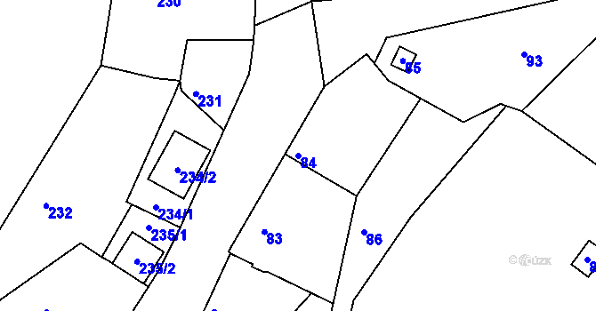 Parcela st. 84 v KÚ Rájec nad Svitavou, Katastrální mapa