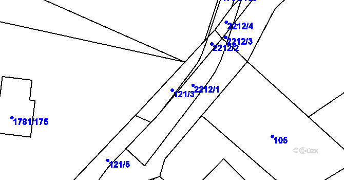 Parcela st. 121/3 v KÚ Rájec nad Svitavou, Katastrální mapa