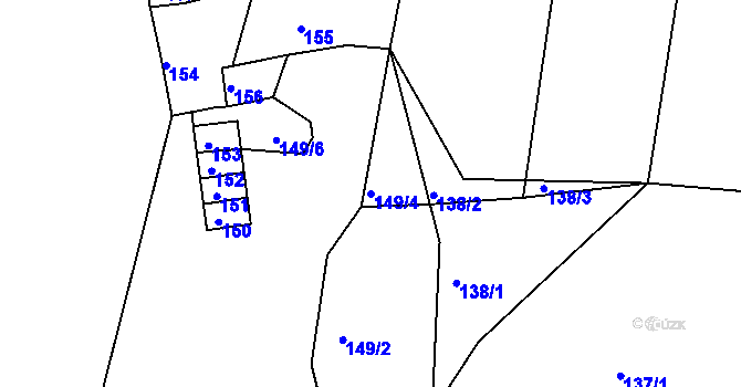 Parcela st. 149/4 v KÚ Rájec nad Svitavou, Katastrální mapa