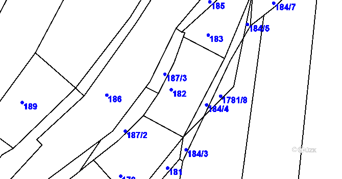Parcela st. 182 v KÚ Rájec nad Svitavou, Katastrální mapa
