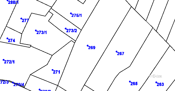 Parcela st. 269 v KÚ Rájec nad Svitavou, Katastrální mapa