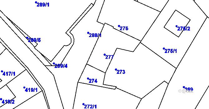 Parcela st. 277 v KÚ Rájec nad Svitavou, Katastrální mapa