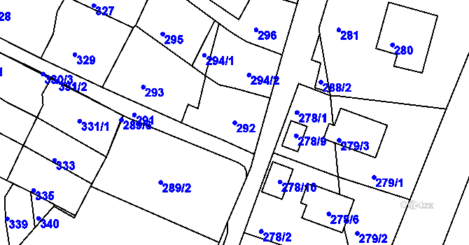 Parcela st. 292 v KÚ Rájec nad Svitavou, Katastrální mapa