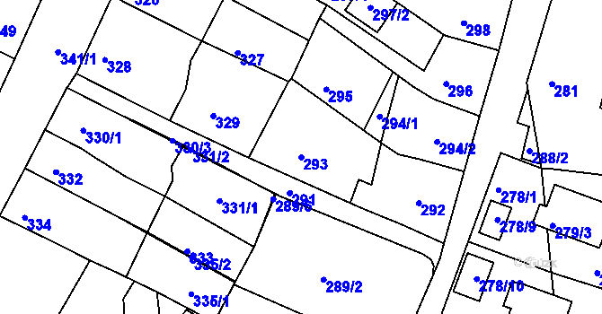 Parcela st. 293 v KÚ Rájec nad Svitavou, Katastrální mapa