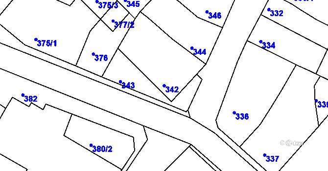 Parcela st. 342 v KÚ Rájec nad Svitavou, Katastrální mapa