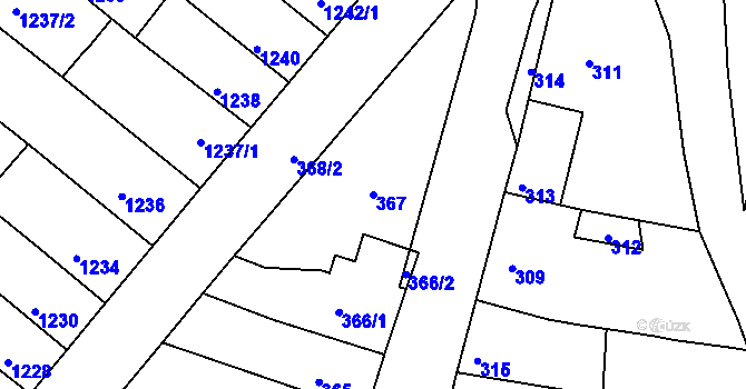 Parcela st. 367 v KÚ Rájec nad Svitavou, Katastrální mapa
