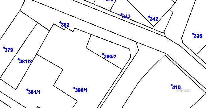 Parcela st. 380/2 v KÚ Rájec nad Svitavou, Katastrální mapa
