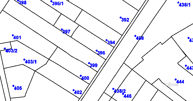 Parcela st. 396 v KÚ Rájec nad Svitavou, Katastrální mapa