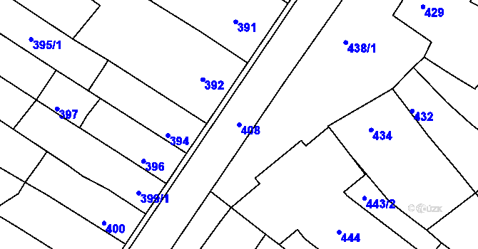 Parcela st. 408 v KÚ Rájec nad Svitavou, Katastrální mapa