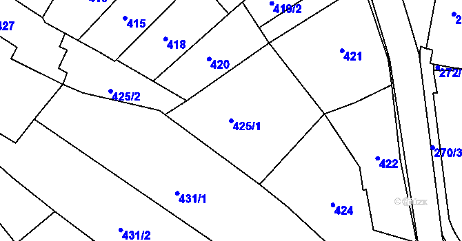 Parcela st. 425/1 v KÚ Rájec nad Svitavou, Katastrální mapa